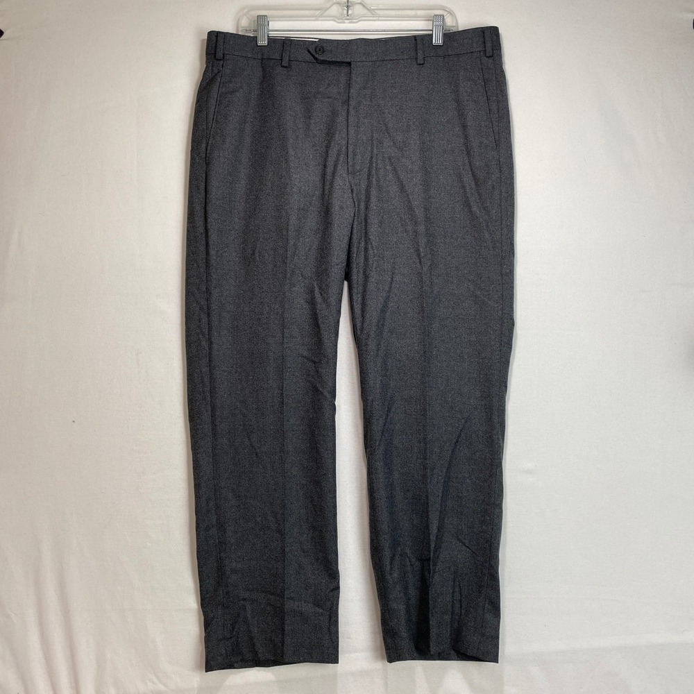 Samuelsohn Town & Country Mens 36x30 Grey Wool Blend Flat Front Dress Pants